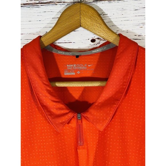 Nike Golf Tour Performance Dri-Fit Golf Shirt Womens Sz MedIum Red Orange Collar - Picture 4 of 12